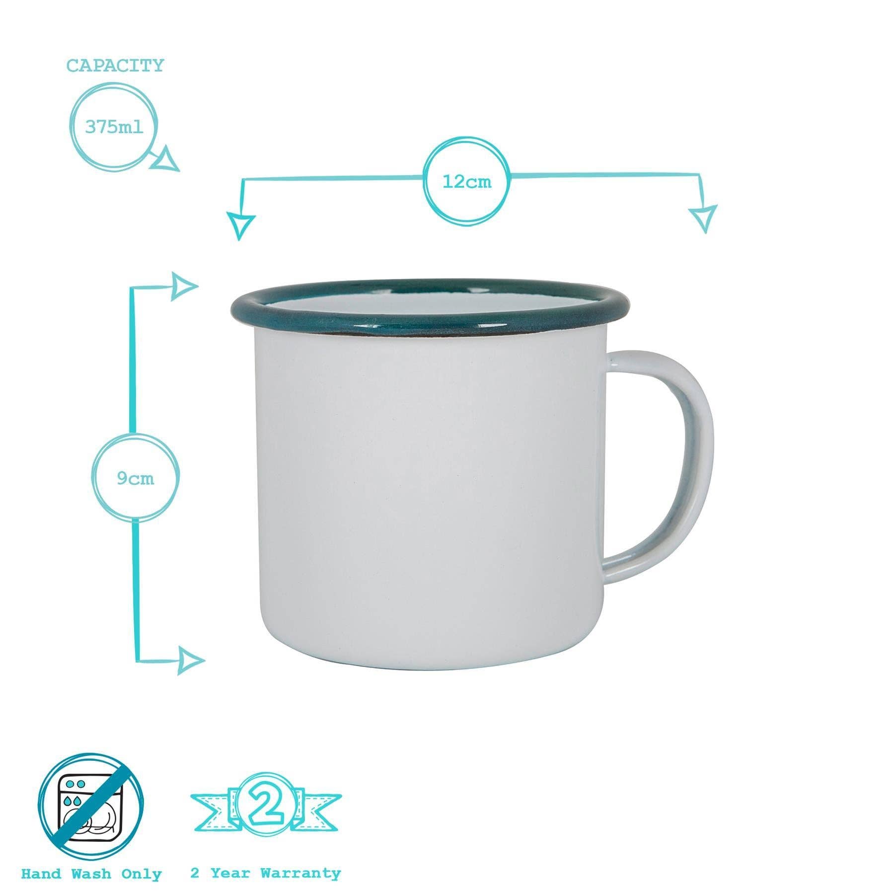 Argon Tableware White Enamel Mug - 375ml - Navy