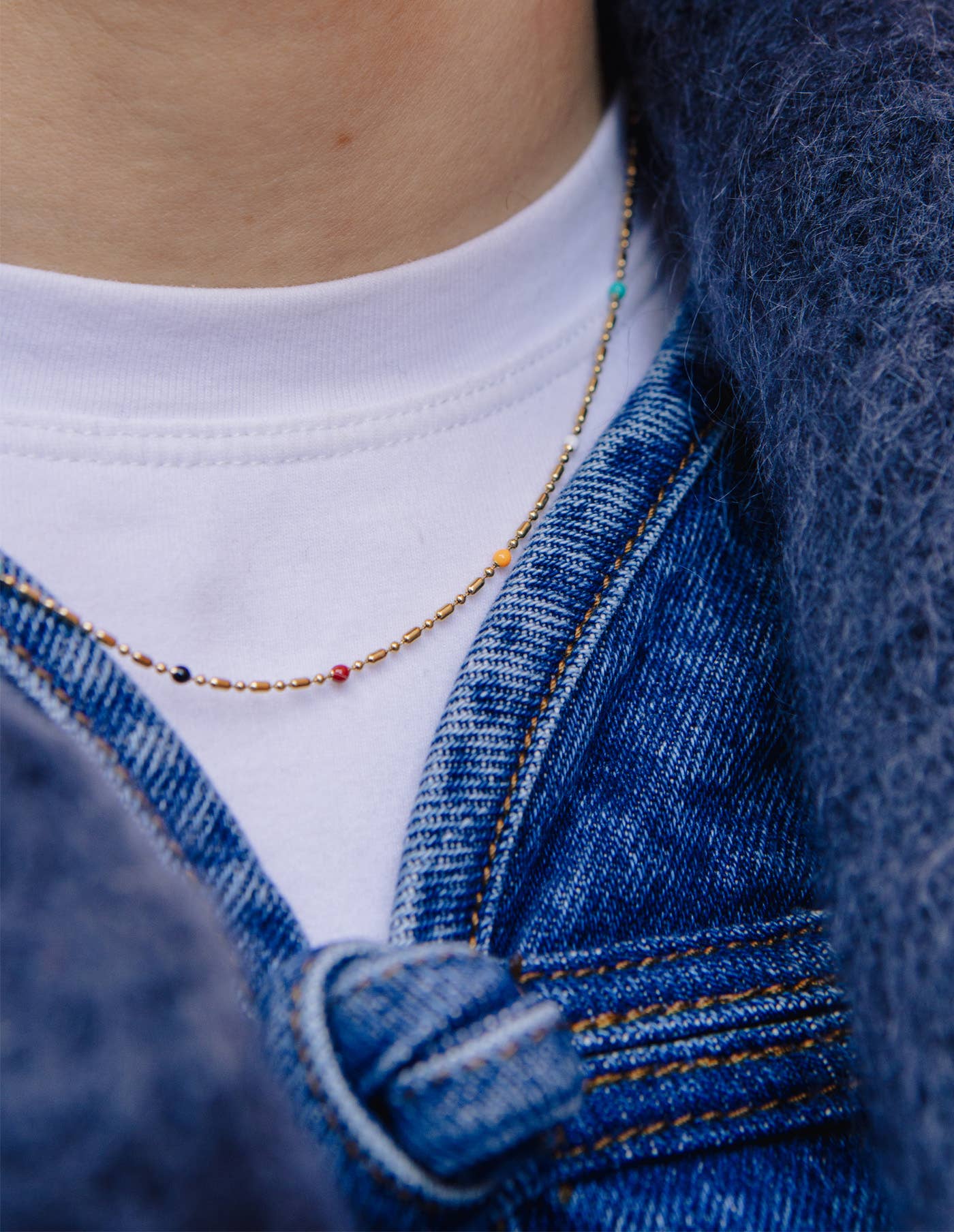 Gold Rainbow Beaded Necklace, Waterproof