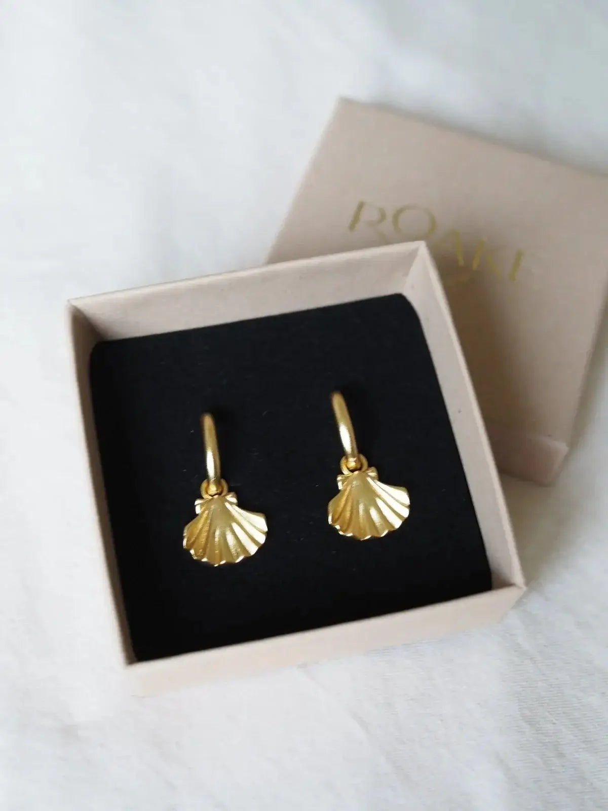 Clam Shell Gold Charm Earrings