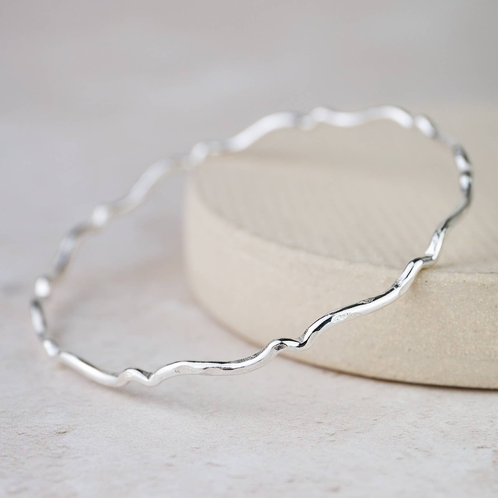 Sterling Silver Geo Scroll Bangle: 6.5cm