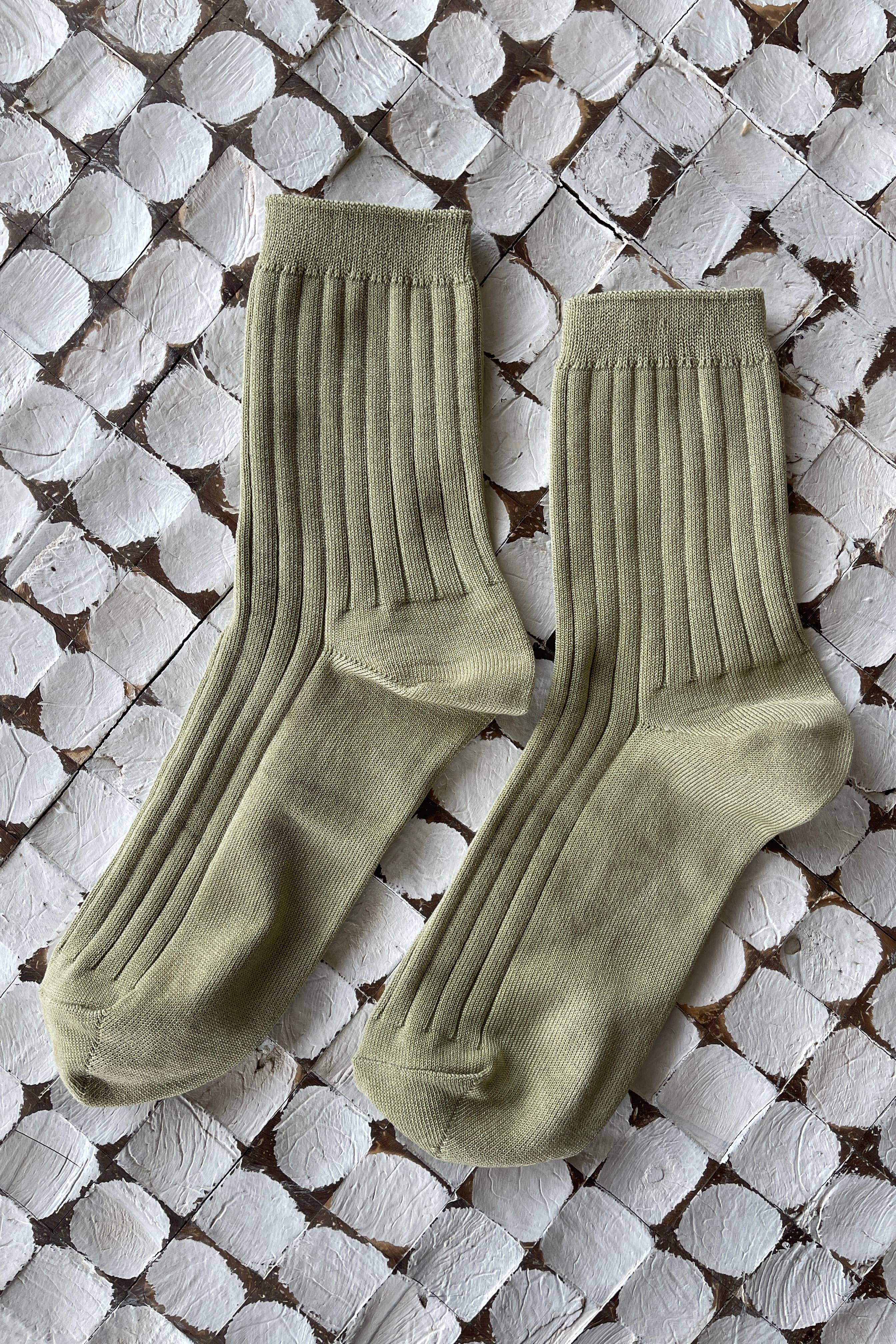 Her Socks - Mercerized Combed Cotton Rib: Avocado