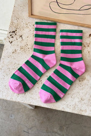 Wally Socks: Wide / Pink Green