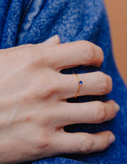 Gold Dainty Blue Gemstone Ring, Waterproof: Large