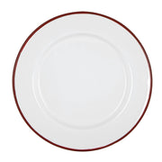 Argon Tableware White Enamel Dinner Plate - 25.5cm - Red