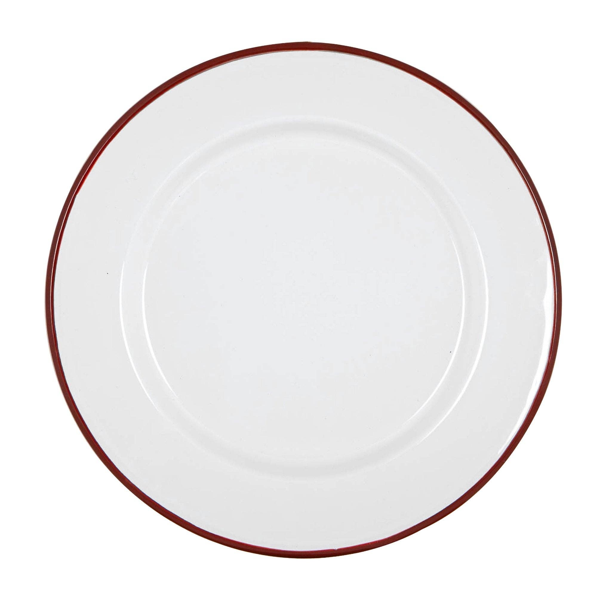 Argon Tableware White Enamel Dinner Plate - 25.5cm - Red