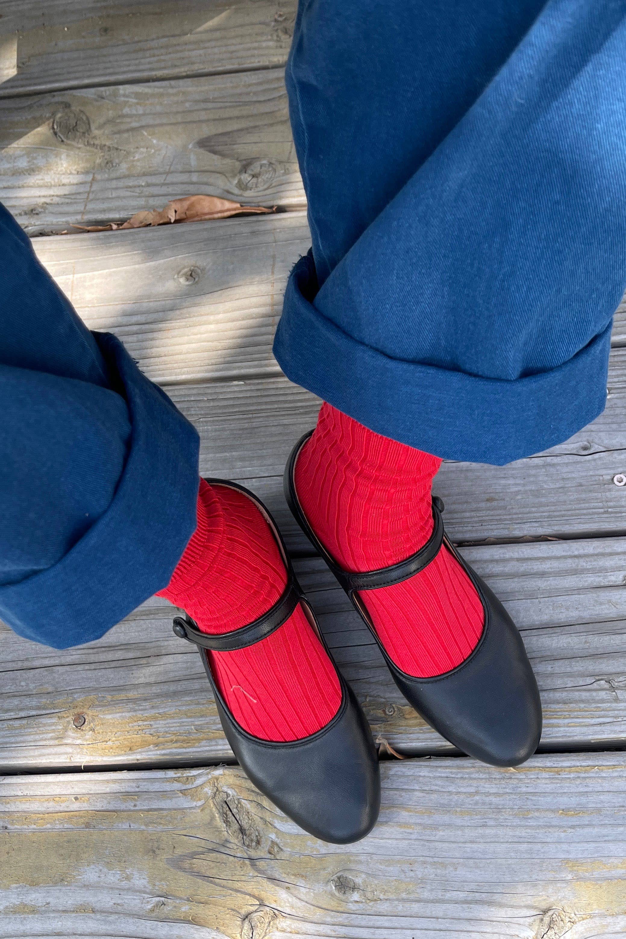 Her Socks - Mercerized Combed Cotton Rib: Fuchsia