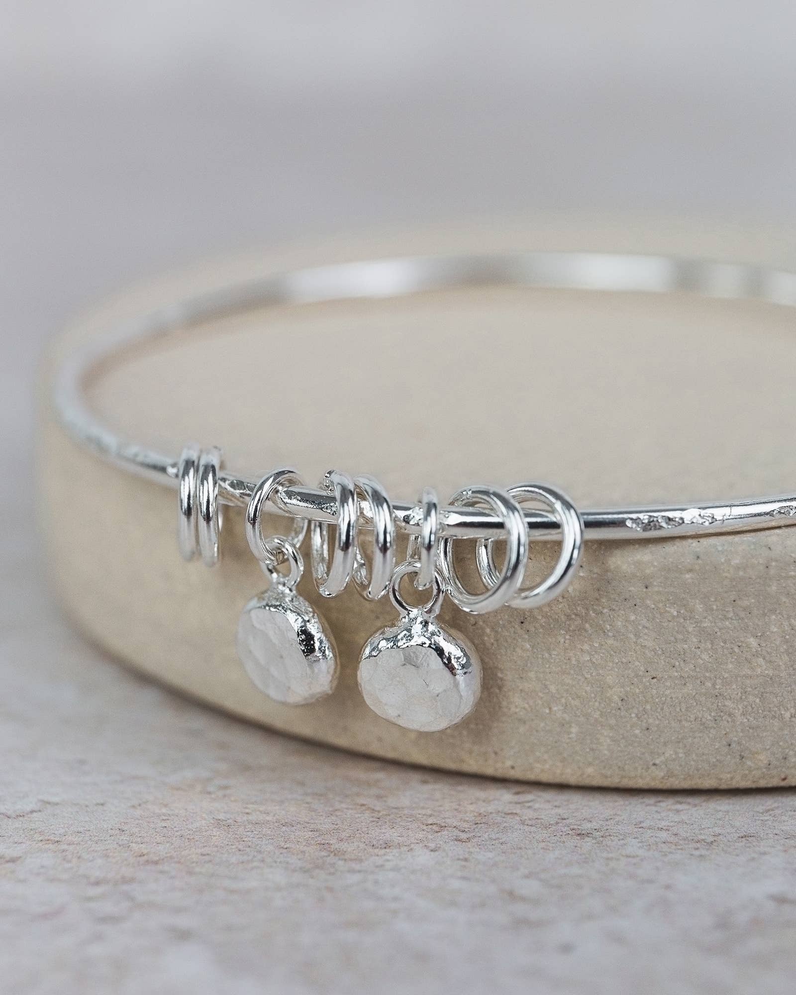 Sterling Silver Nugget Bangle: 6.5cm
