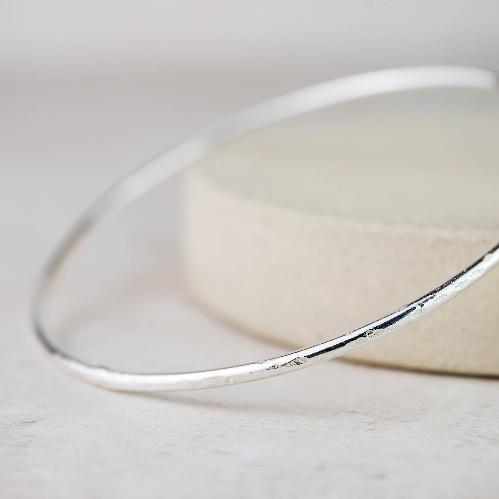 Sterling Silver Geo Circle Bangle: 6.5cm