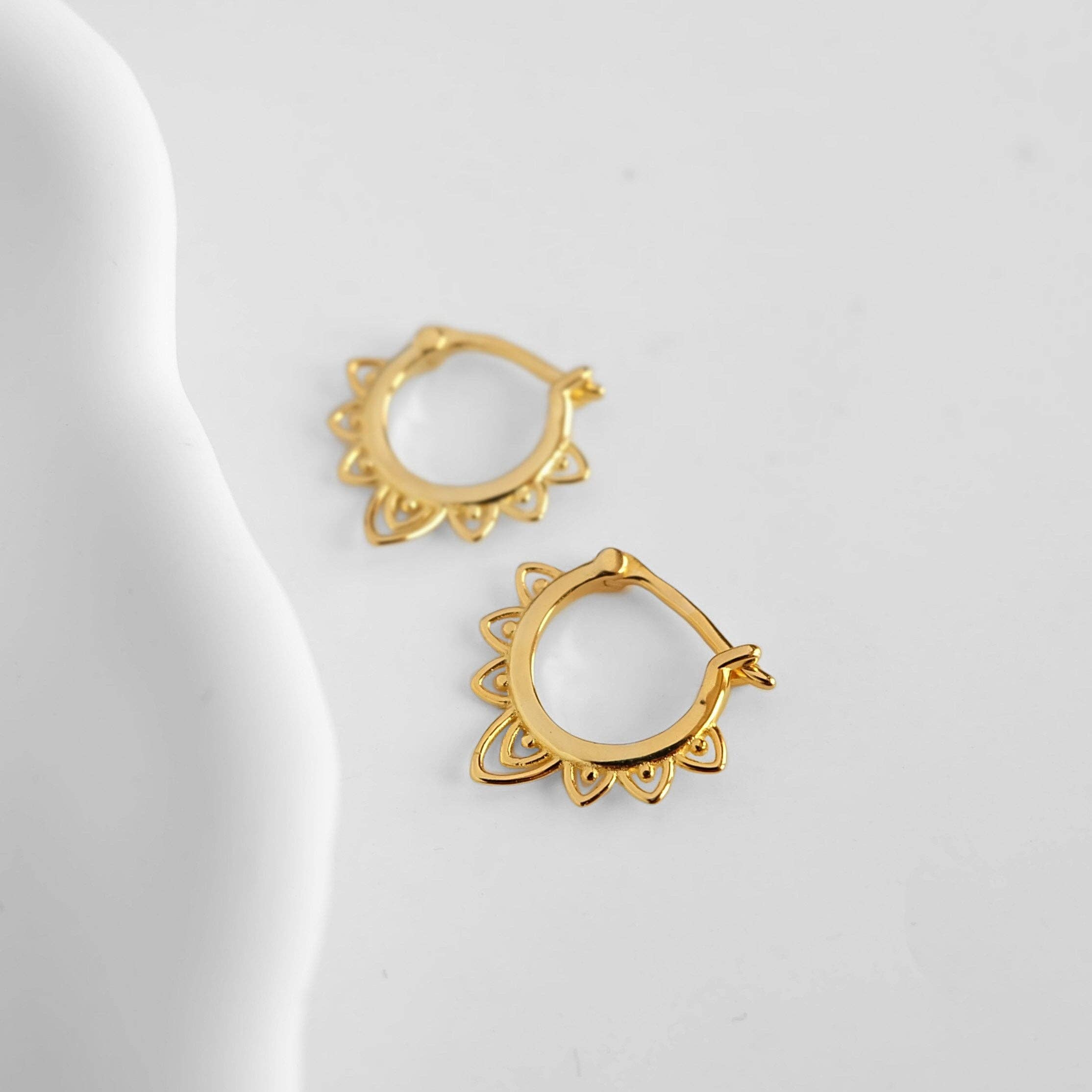 Lotus Vermeil Huggie Hoops