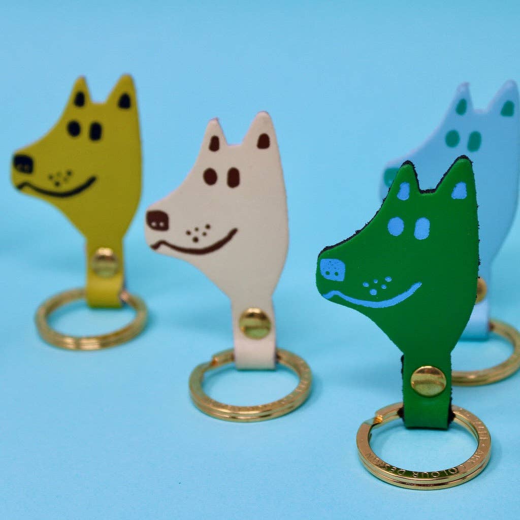 Dog Head Key Fob: Cream