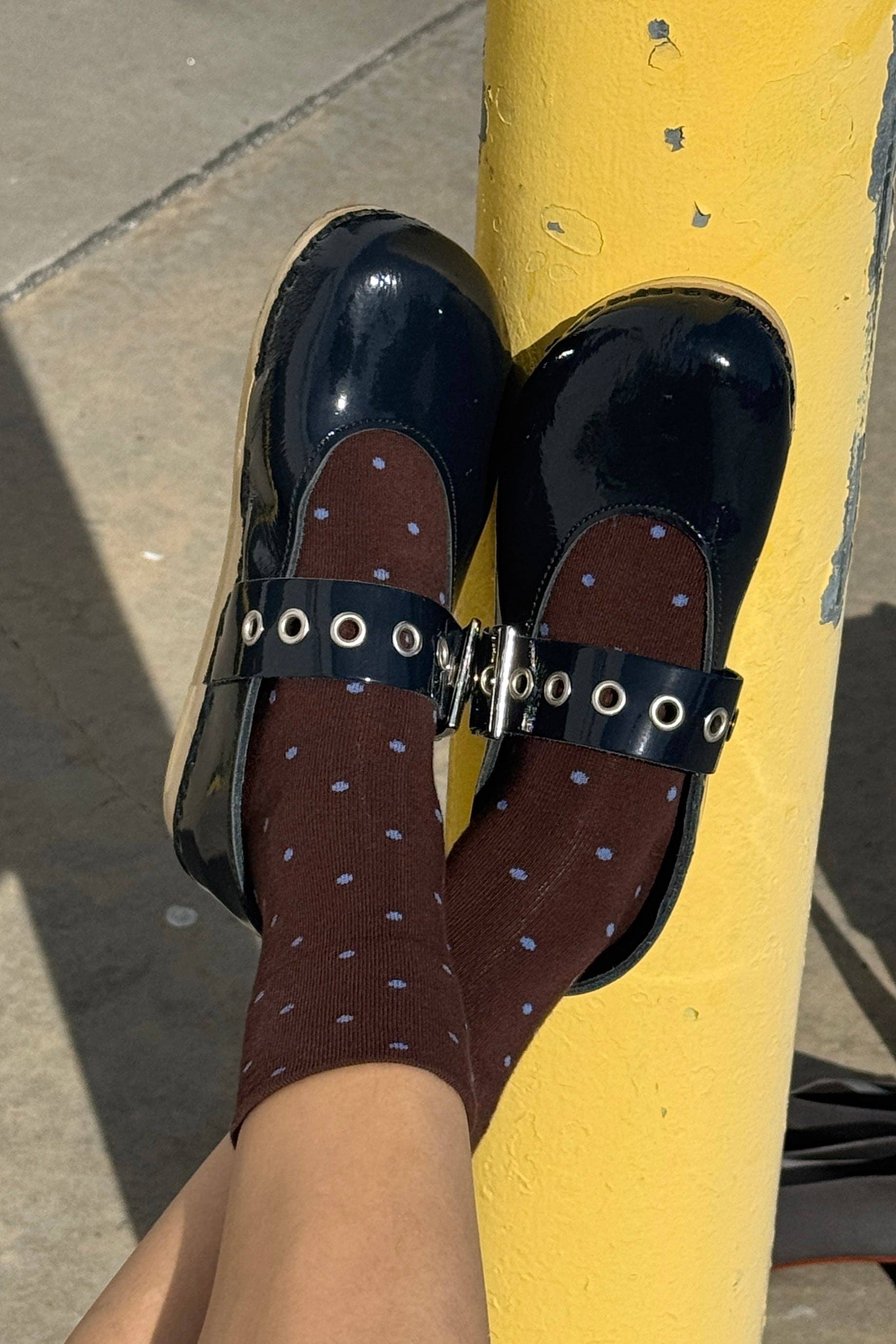 Patterned Sneaker Socks (wholesale): POLKA DOT - BLUE/NAVY