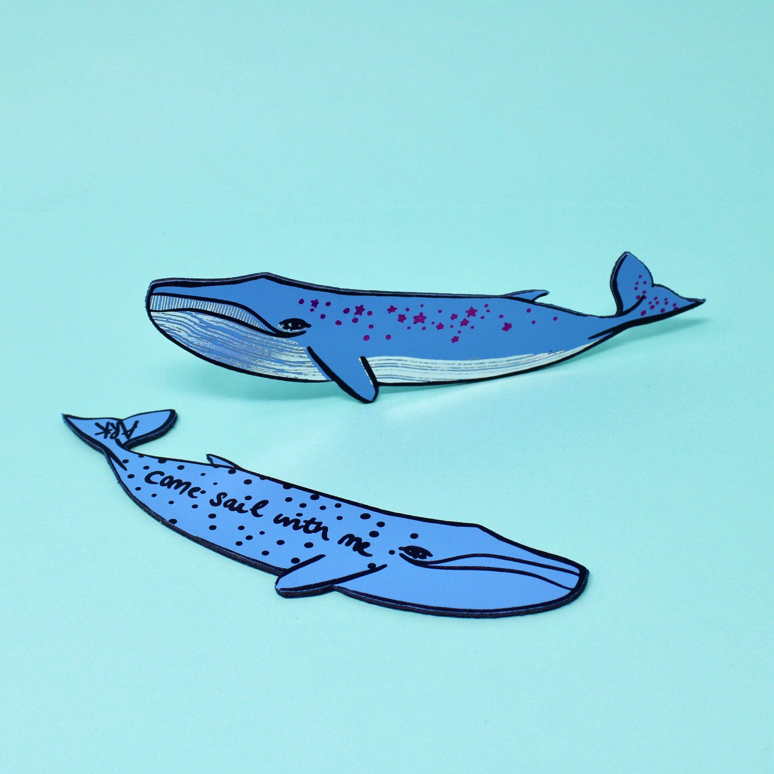 Whale Bookmark: Cornflower