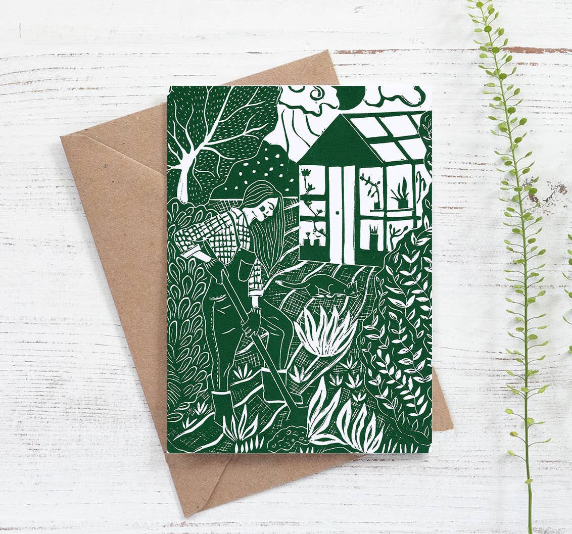 Dig It Card, gardens, gardening, allotment, cat, woman