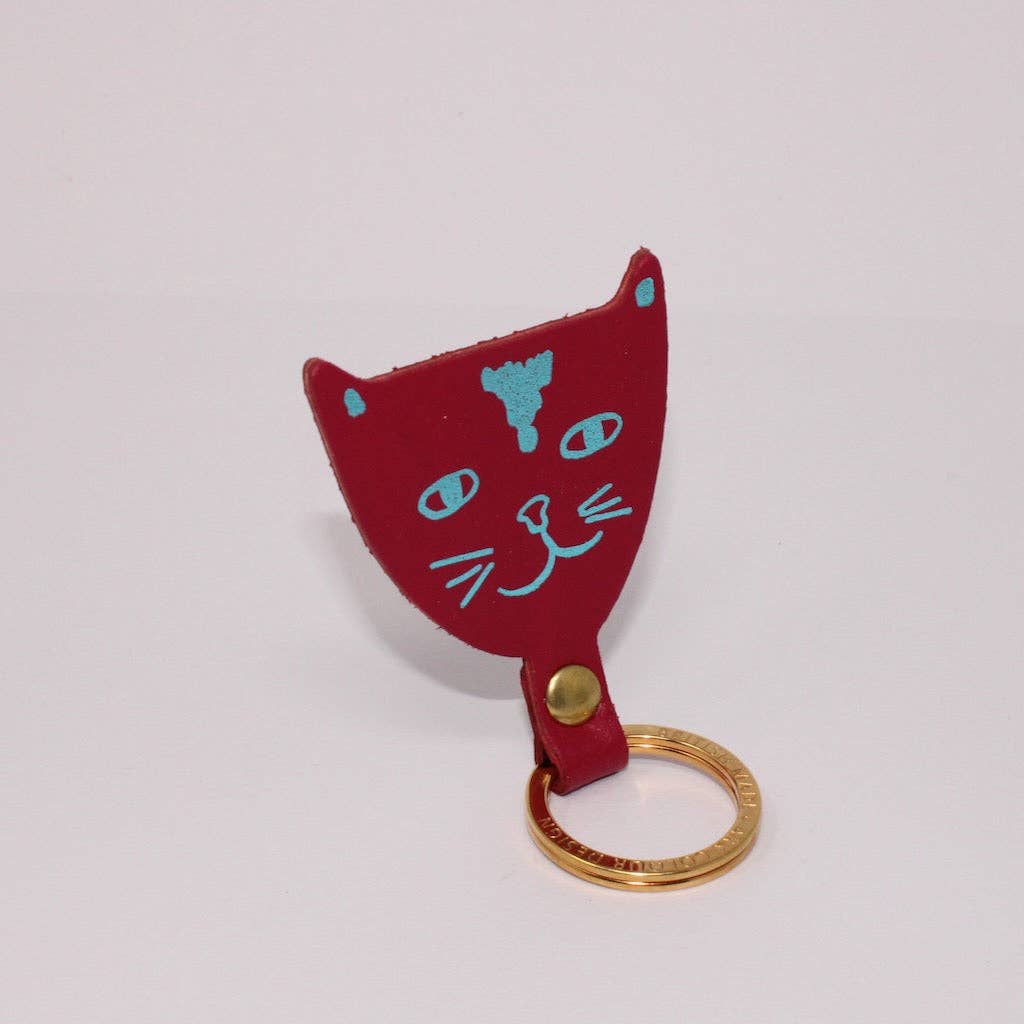 Cat Head Key Fob: Turquoise