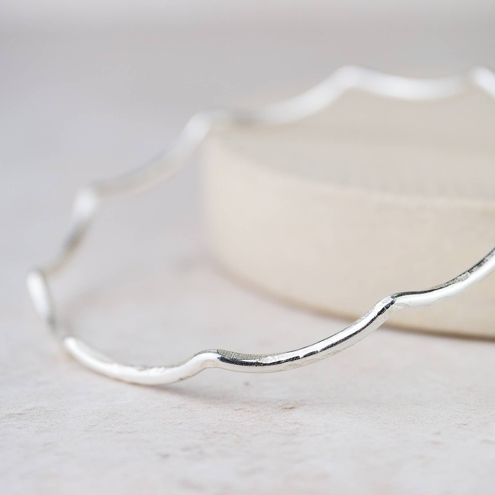 Sterling Silver Geo Wave Bangle: 6.5cm