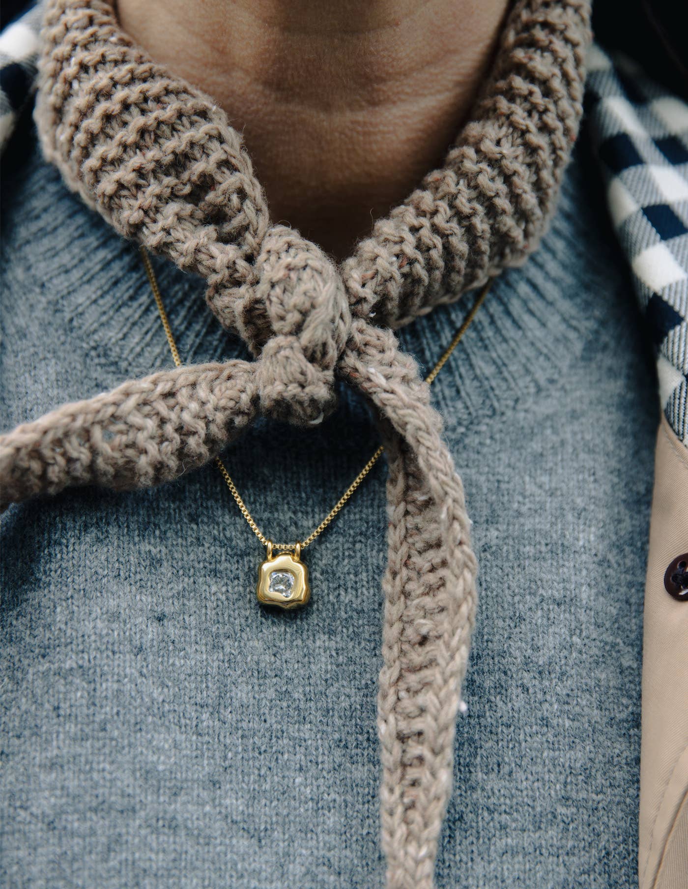 Gold Fluid Pendant Necklace, Waterproof