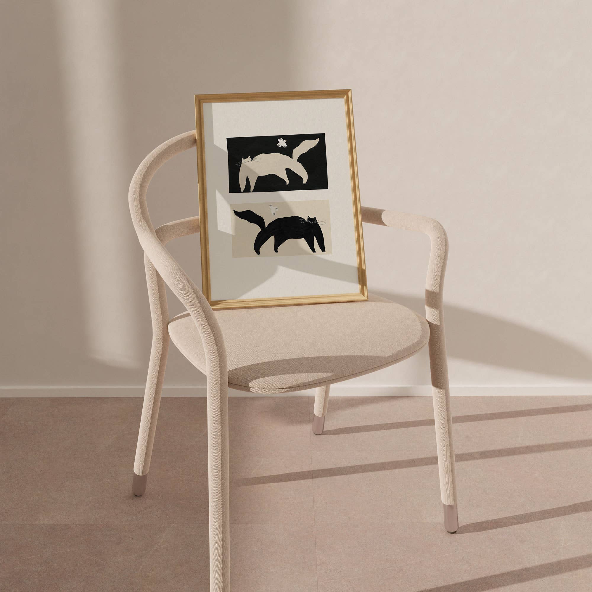 Negative / Positive Cats Art Print | Monochrome Wall Art: A3