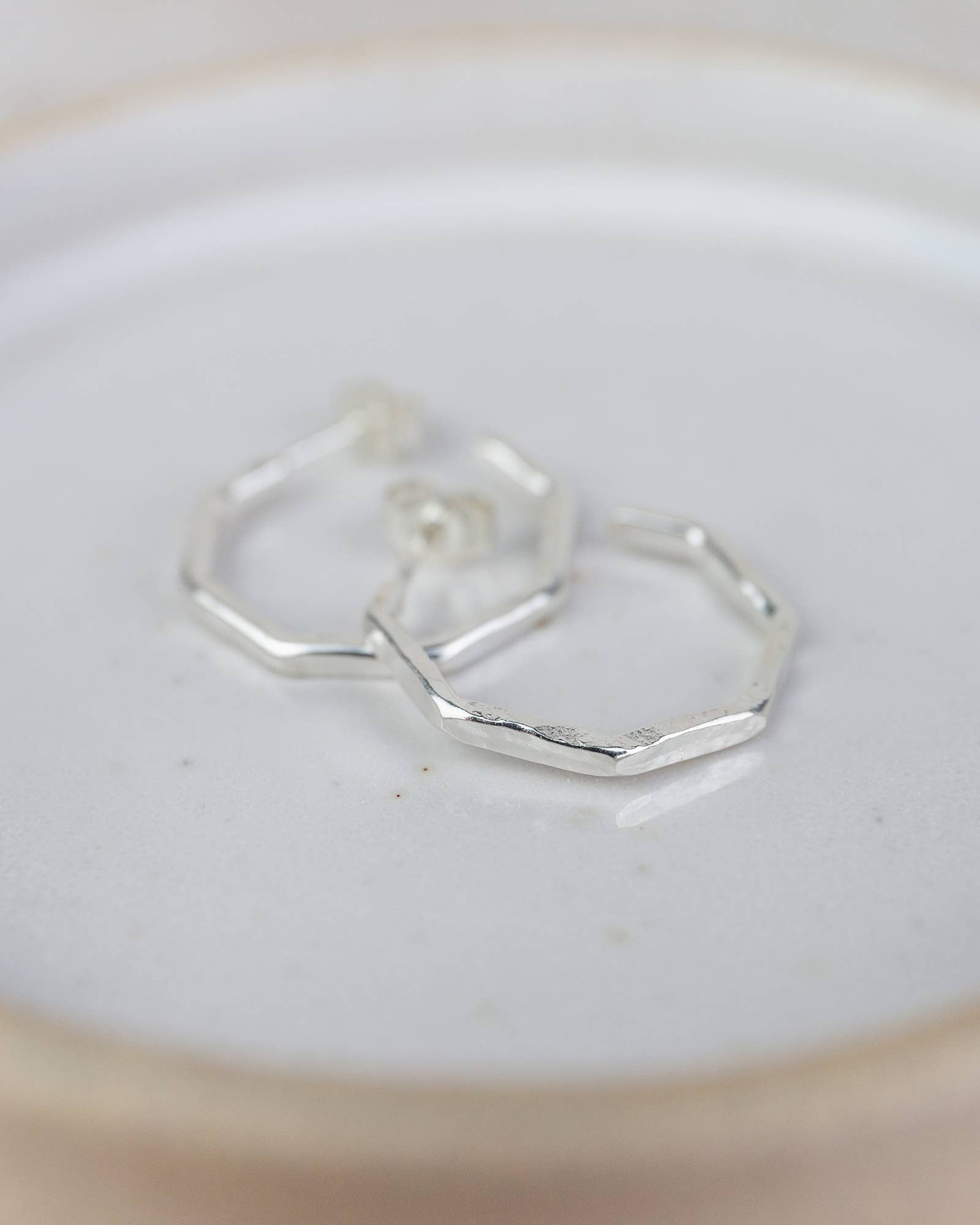 Sterling Silver Octagon Hoops - Everyday