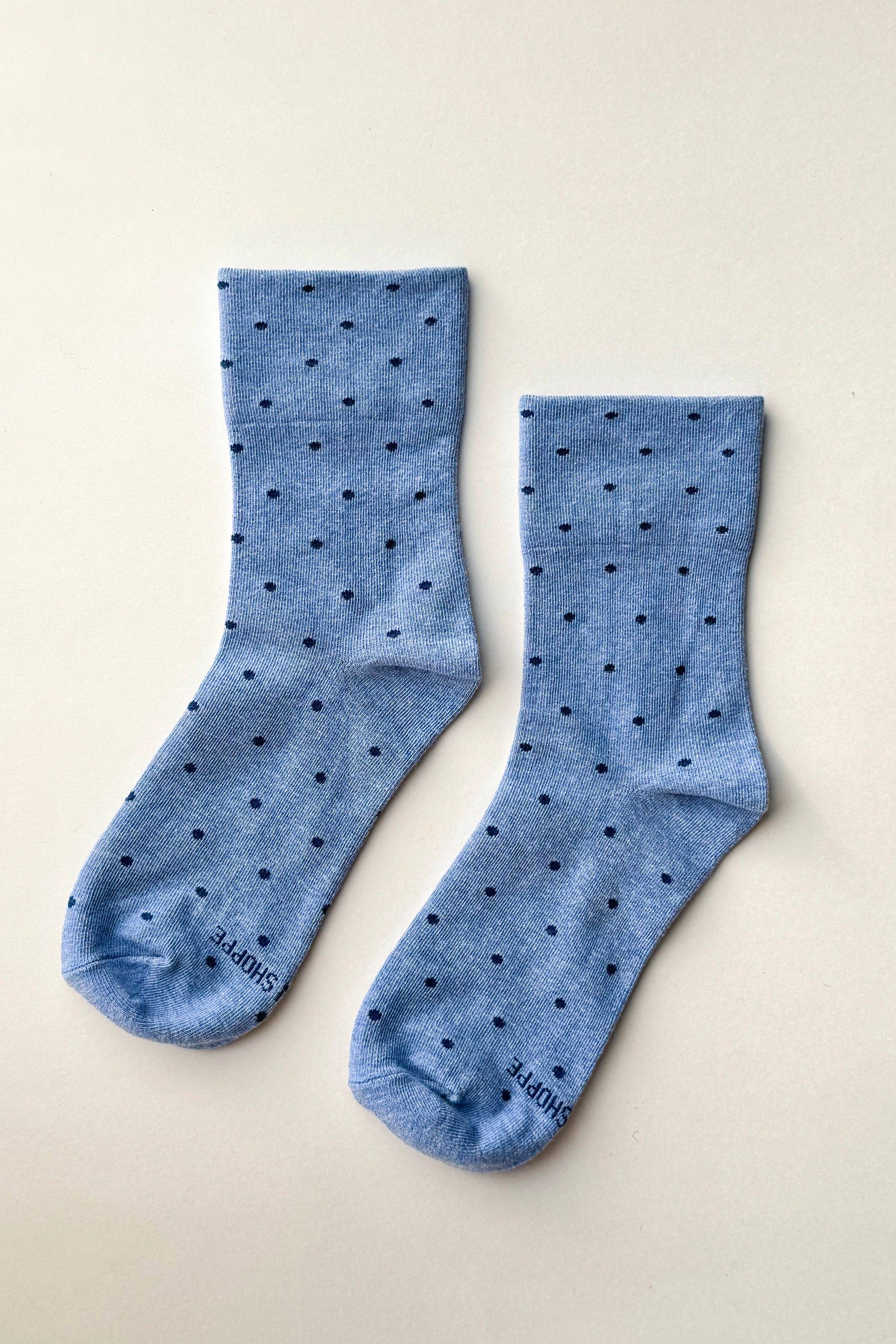 Patterned Sneaker Socks (wholesale): POLKA DOT - BLUE/NAVY