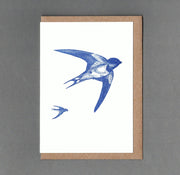 Swallow. Letterpress Greeting Card, Eco Friendly: Without cello