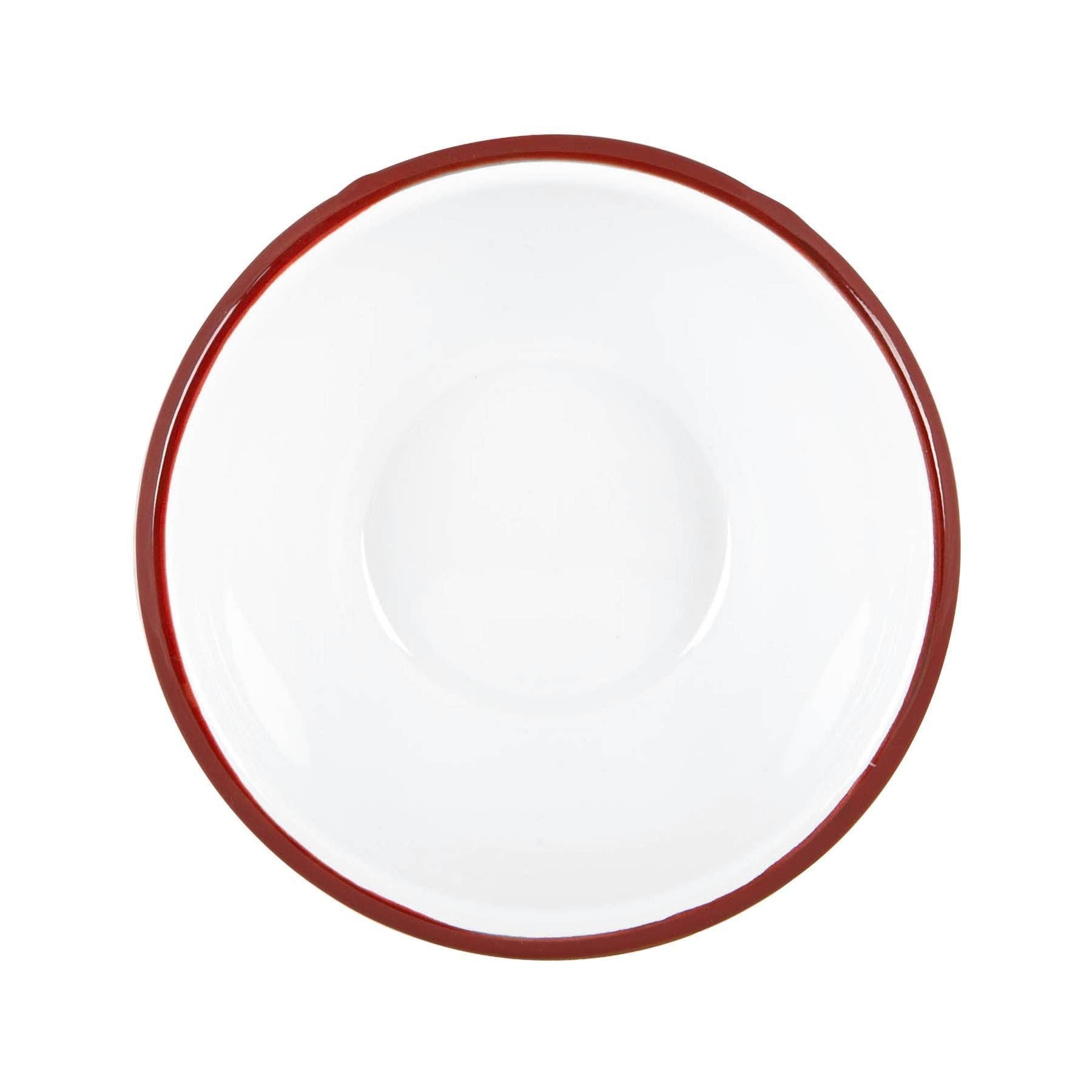Argon Tableware White Enamel Bowl - 16cm - Red