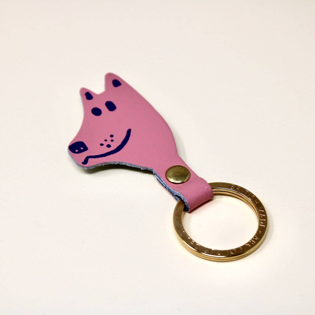 Dog Head Key Fob: Cream