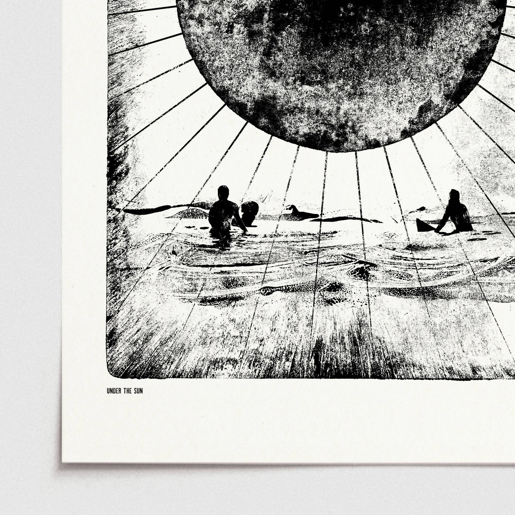 Under the Sun, Digital Print (A4, A3) Surfers Sunset Seaside: A3
