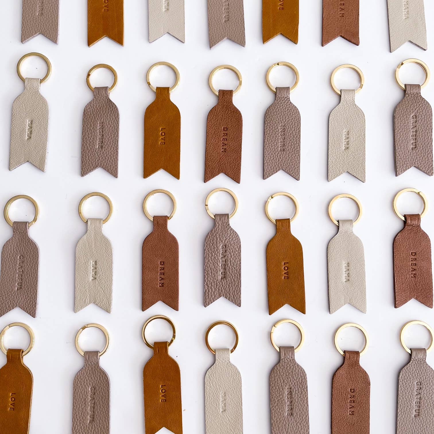 DADDY COOL leather keyring : Beige