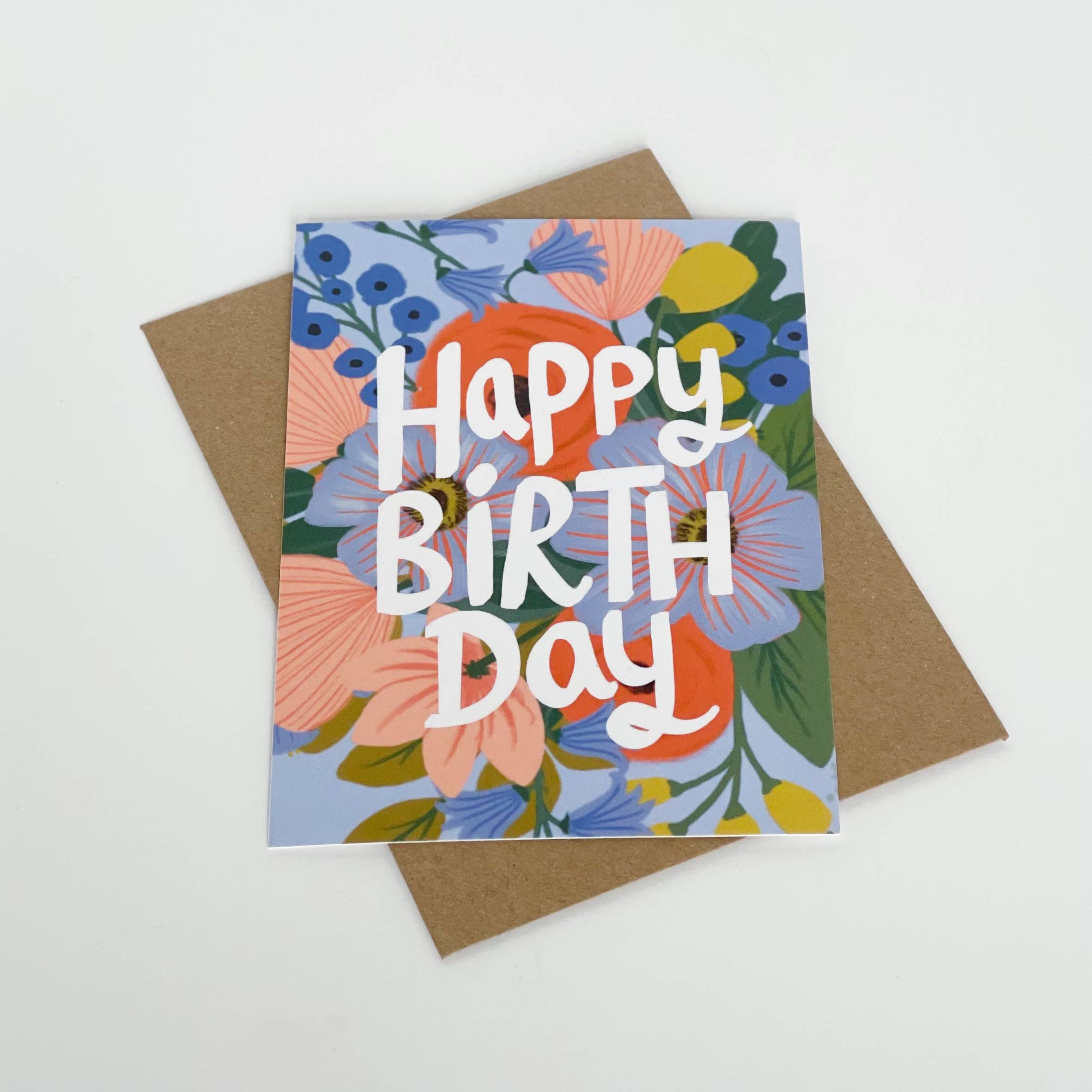 Happy Birthday - Colourful Blue Flowers
