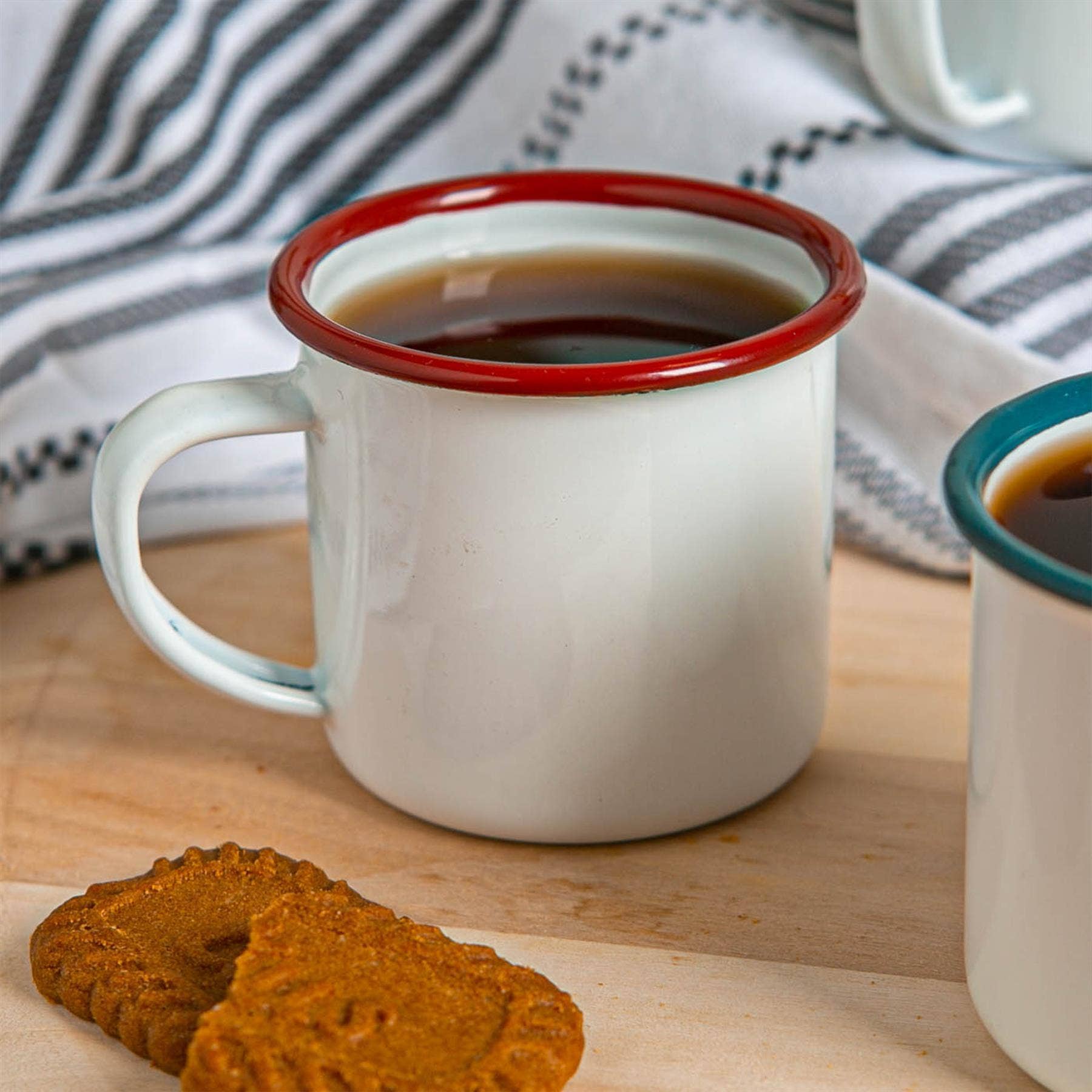 Argon Tableware White Enamel Espresso Cup - 130ml - Red