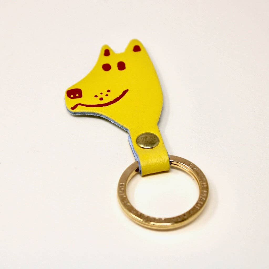 Dog Head Key Fob: Cream