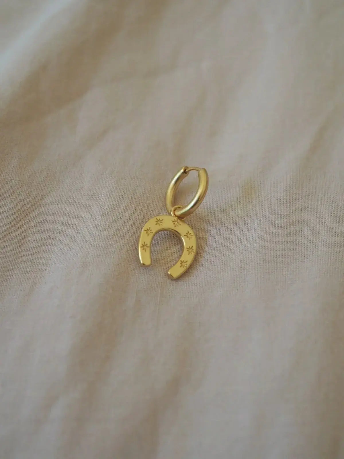 Lucky Horseshoe Gold Charm Earrings