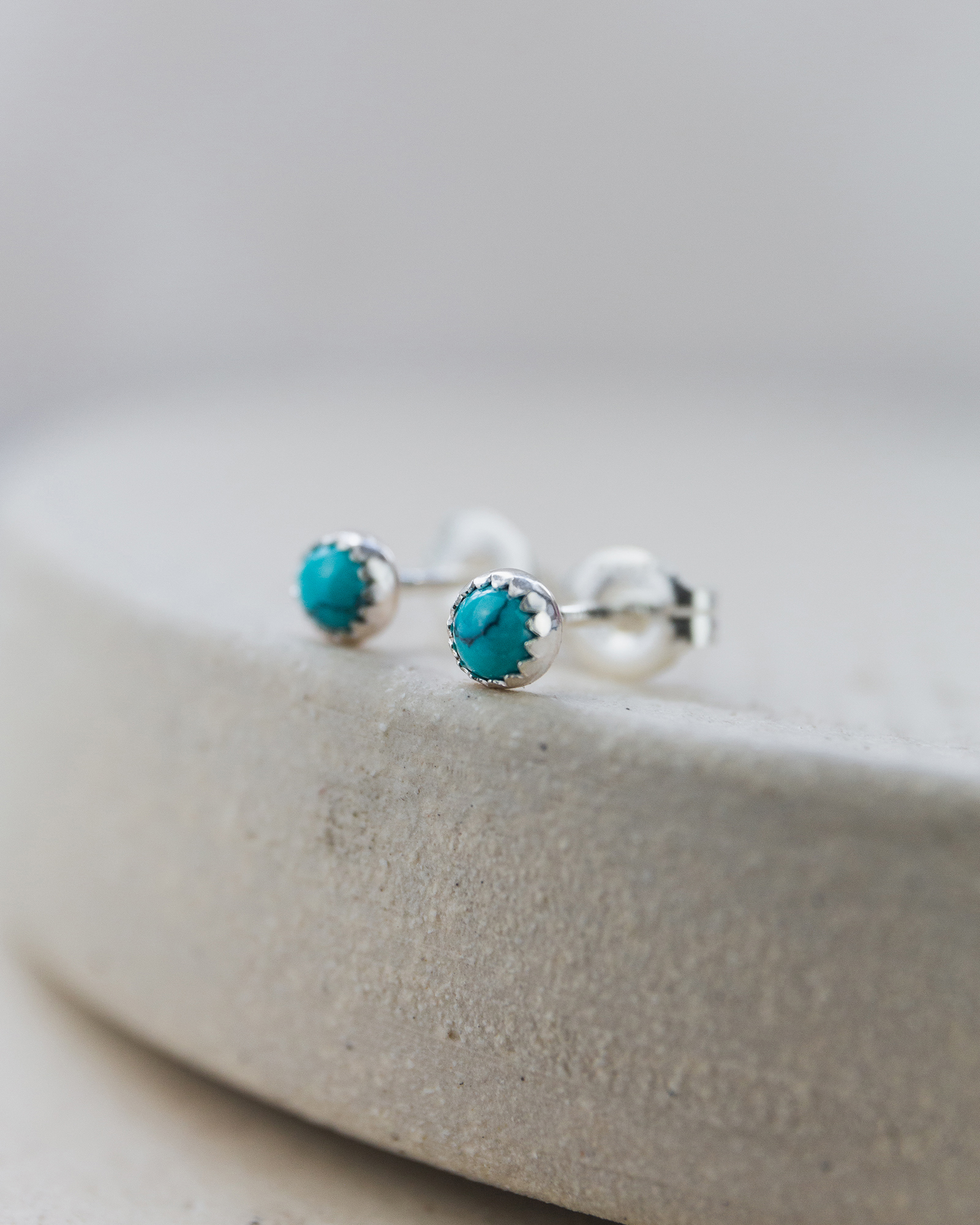 Sterling Silver Mini Gemstone Studs: Turquoise