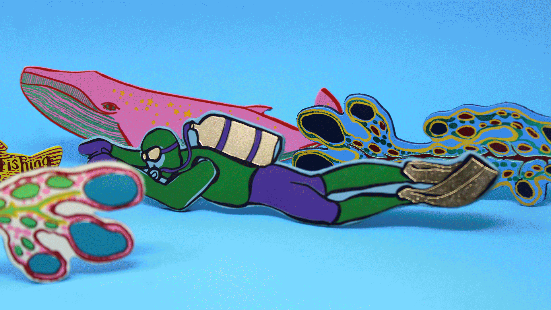 Whale Bookmark: Cornflower