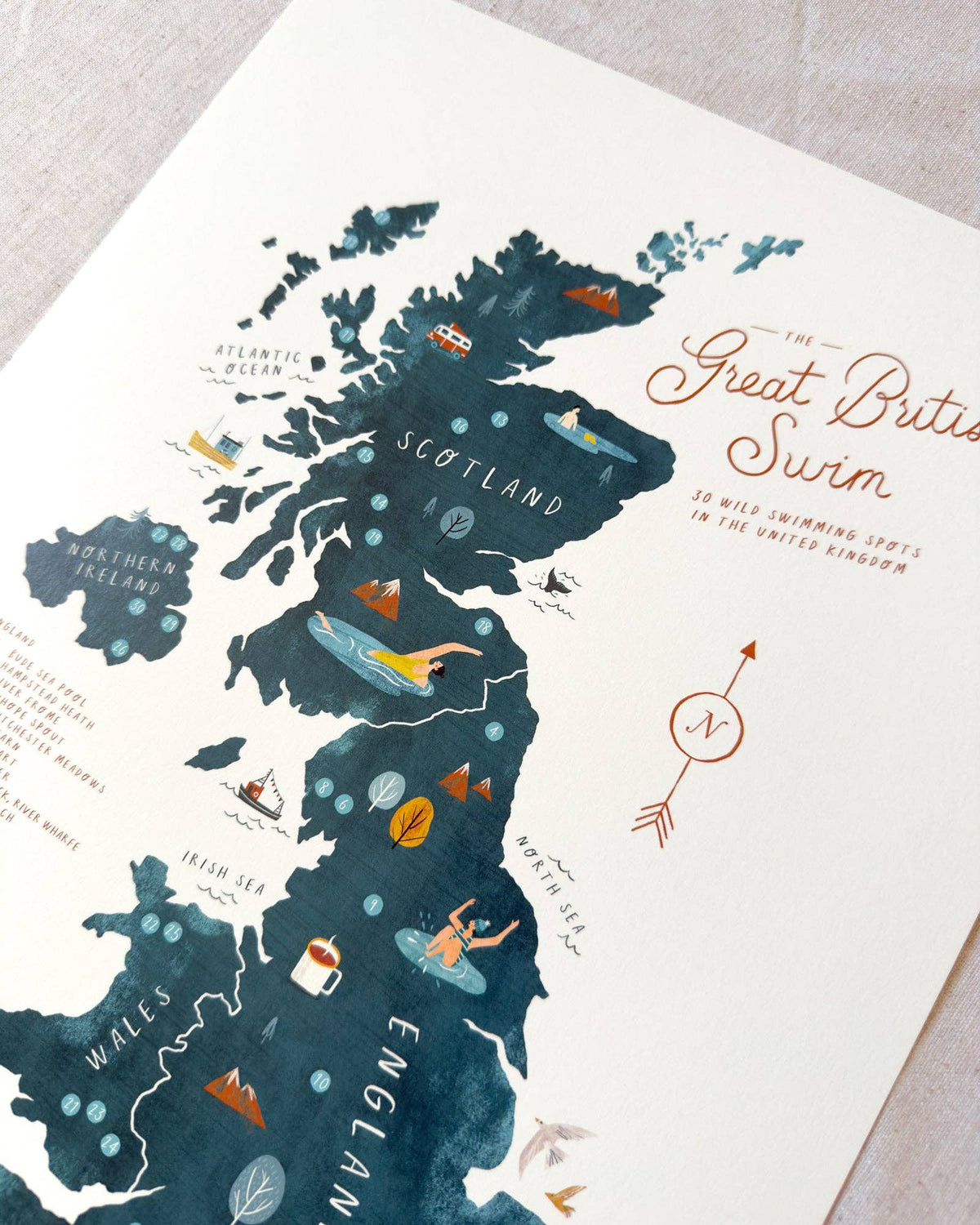 Great British Swim A3 Map Checklist: Print Only