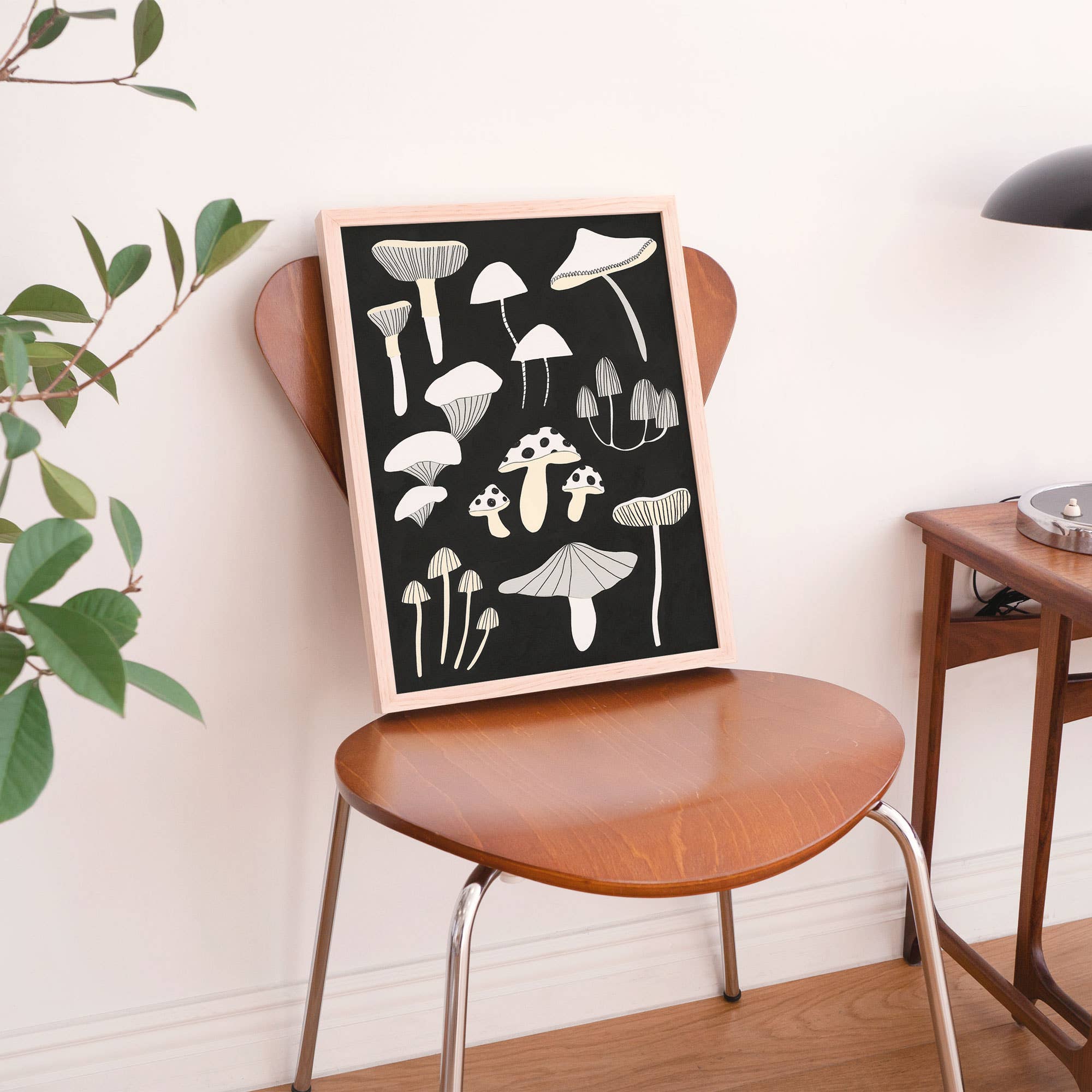 Black And White Mushroom Art Print | Monochrome | Fungi: A3