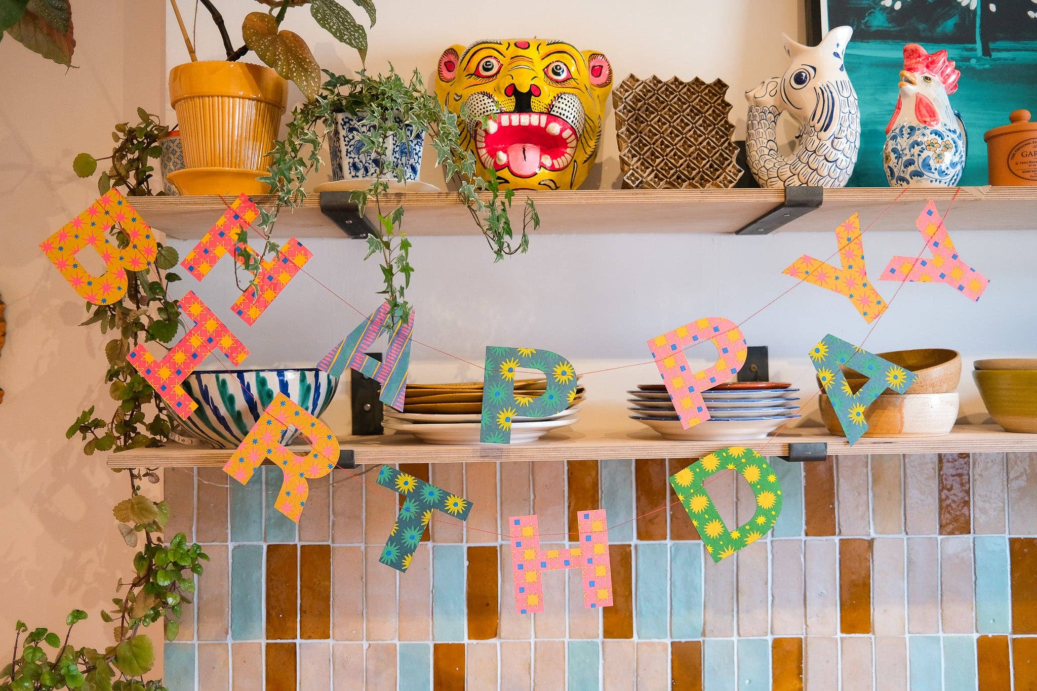 UK/EU: Bright Happy Birthday Sewn Garland
