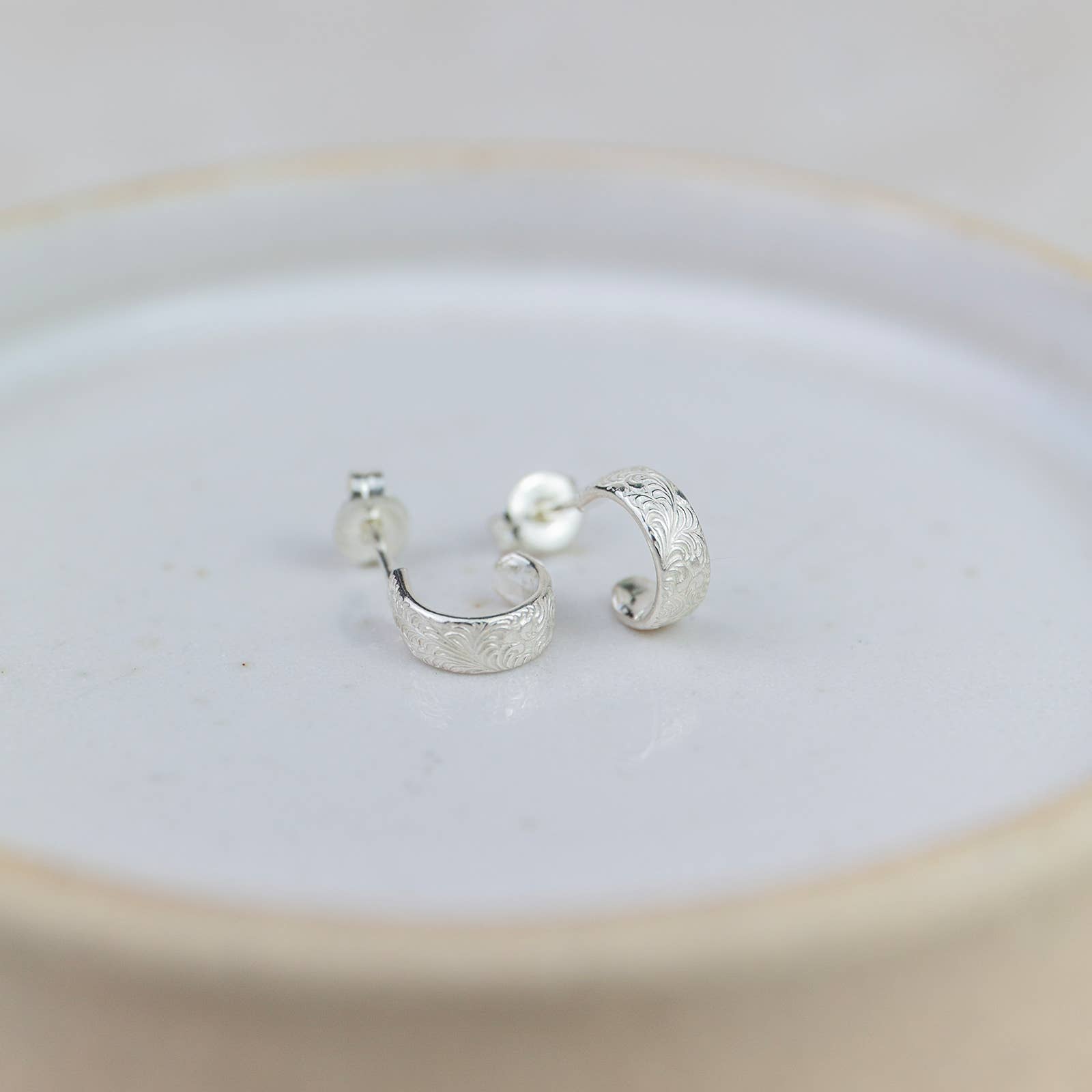 Sterling Silver Huggie Lace Hoops