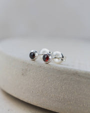 Sterling Silver Gemstone Mini Studs: Garnet