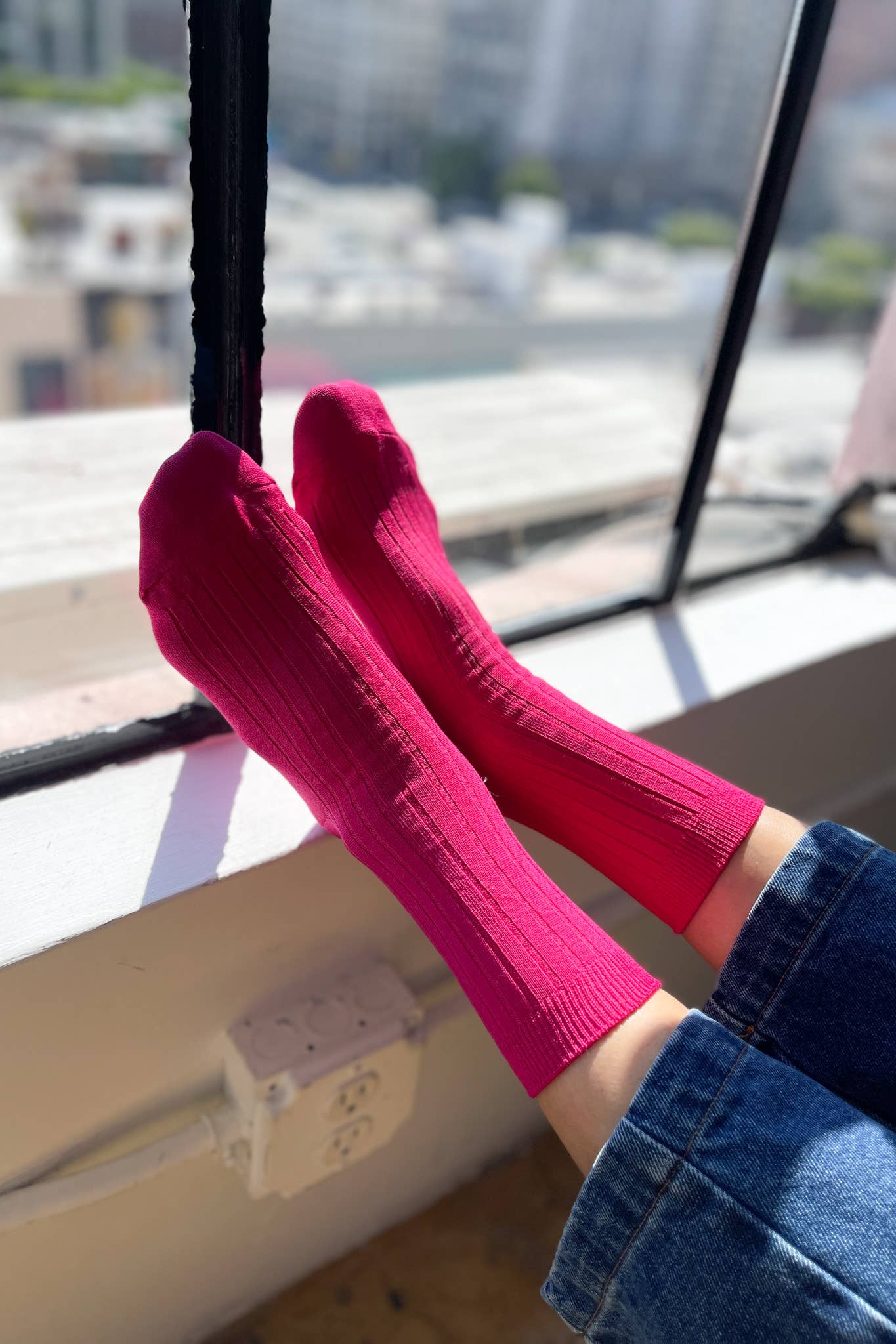 Her Socks - Mercerized Combed Cotton Rib: Peacock