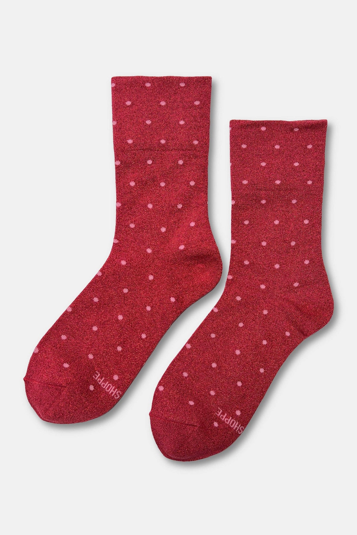 Lurex Patterned Sneaker Socks : Polka Dot - Ink Blue/Red