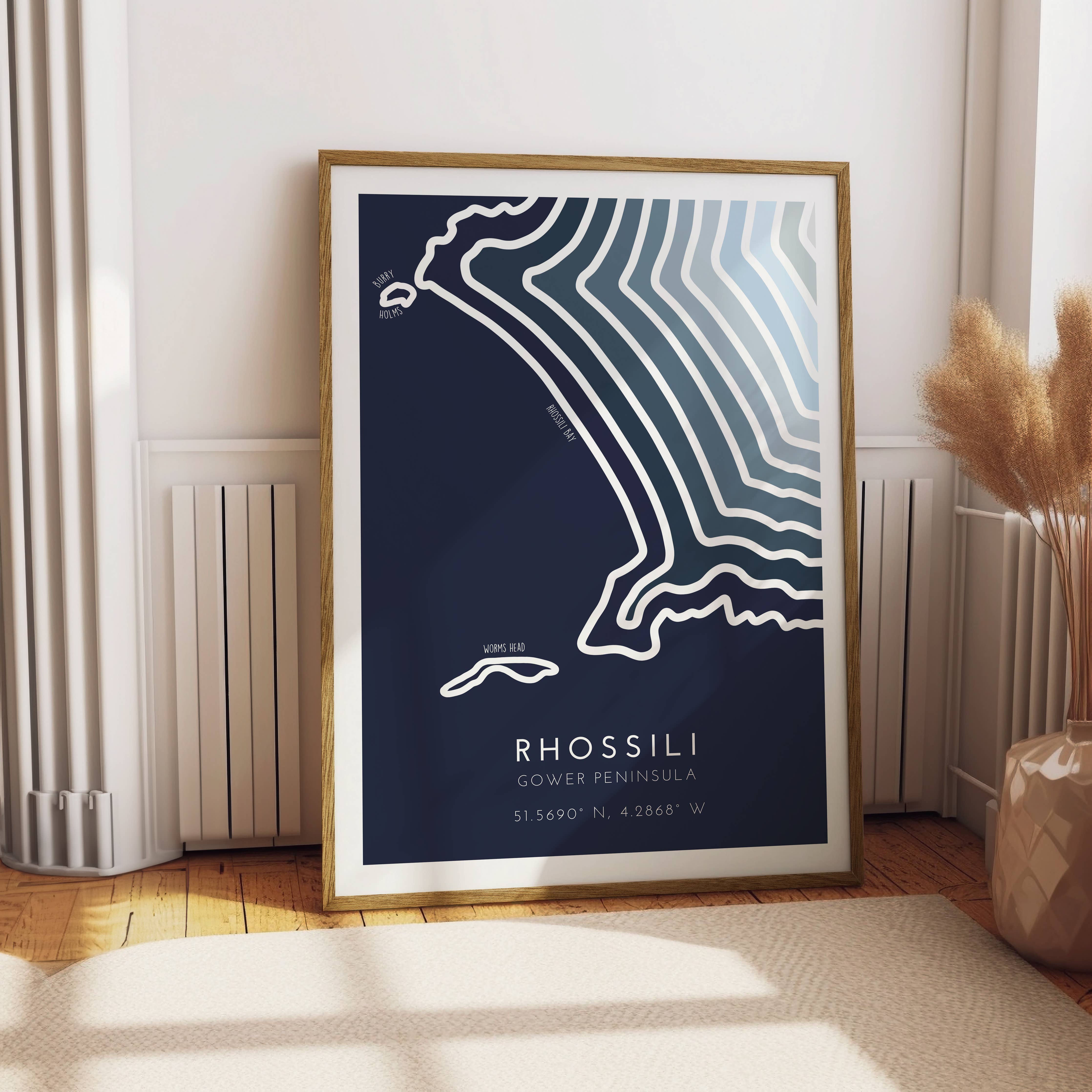 Rhossili Coastline Print - Coastal Wall Art: Sand / A3