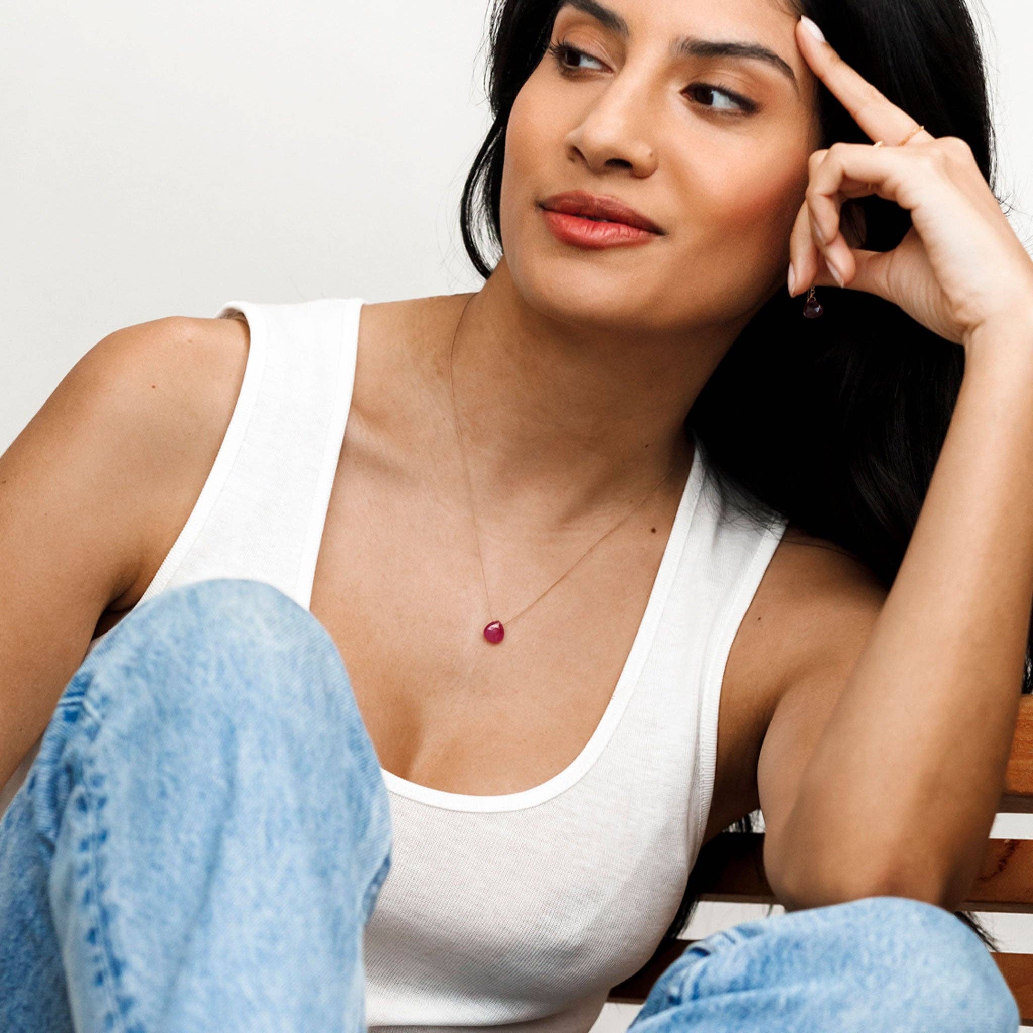 September Sapphire Fine Cord Birthstone Necklace