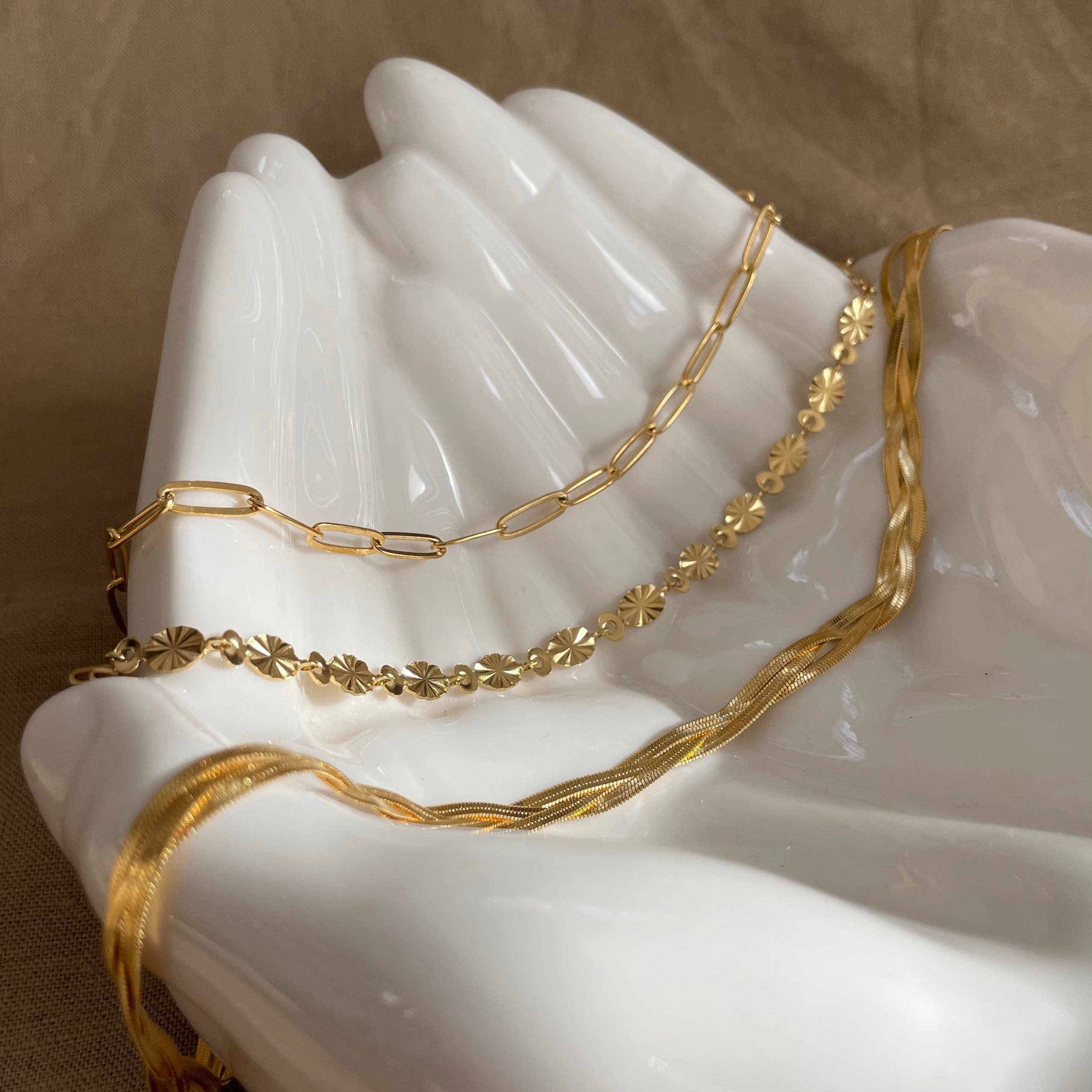 Waterproof 18k Gold Plated Braided Chain Necklace