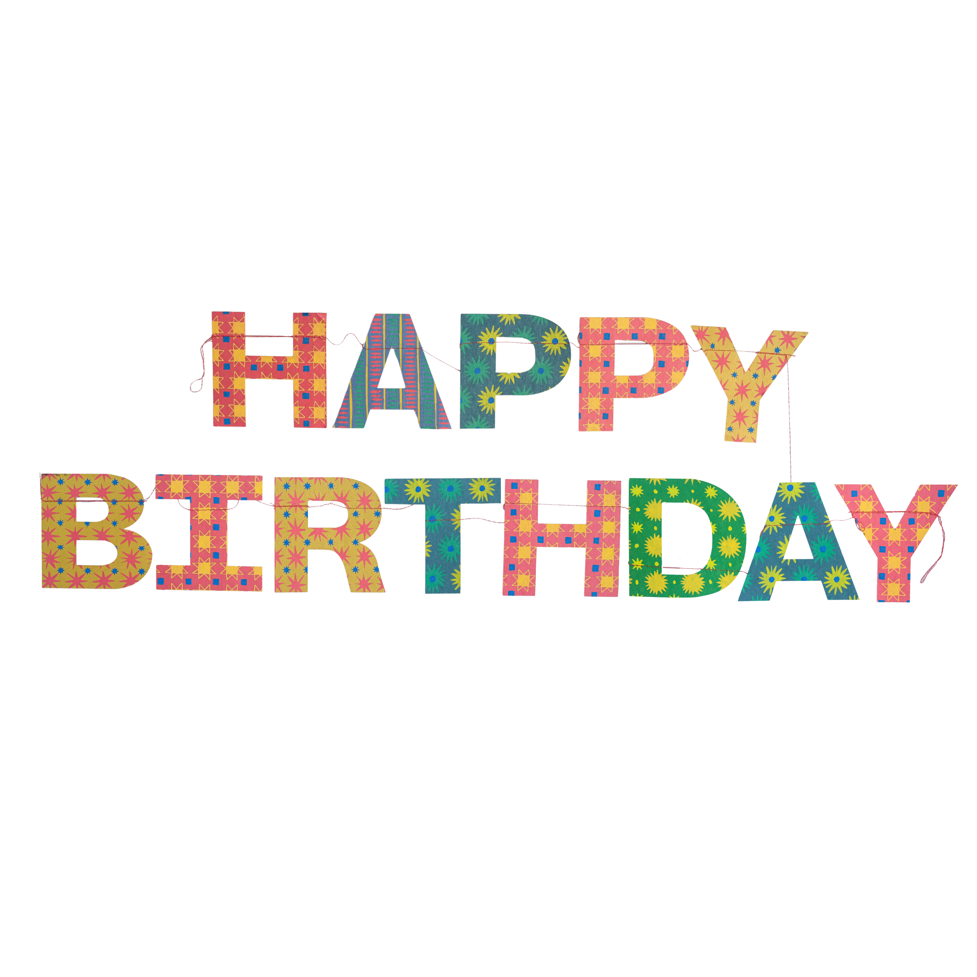 UK/EU: Bright Happy Birthday Sewn Garland