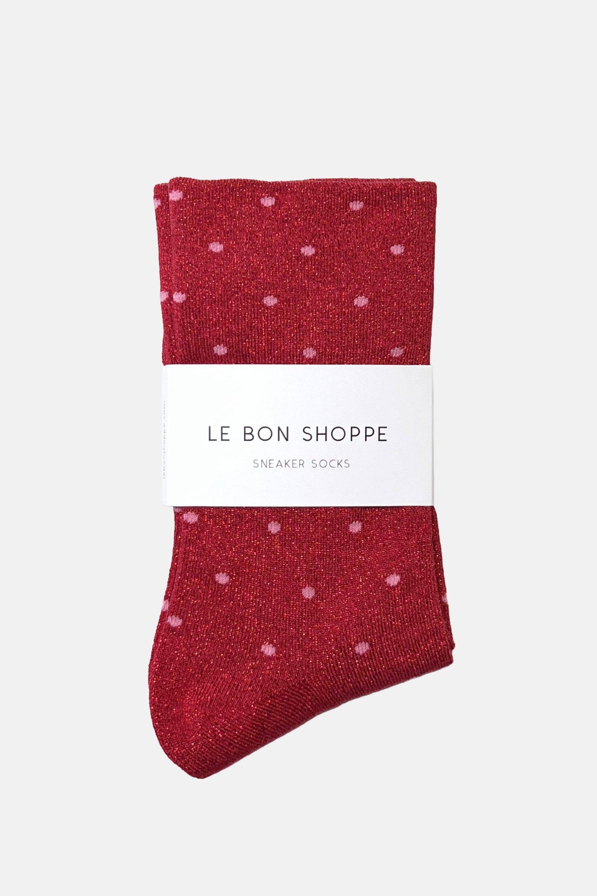 Lurex Patterned Sneaker Socks : Polka Dot - Ink Blue/Red