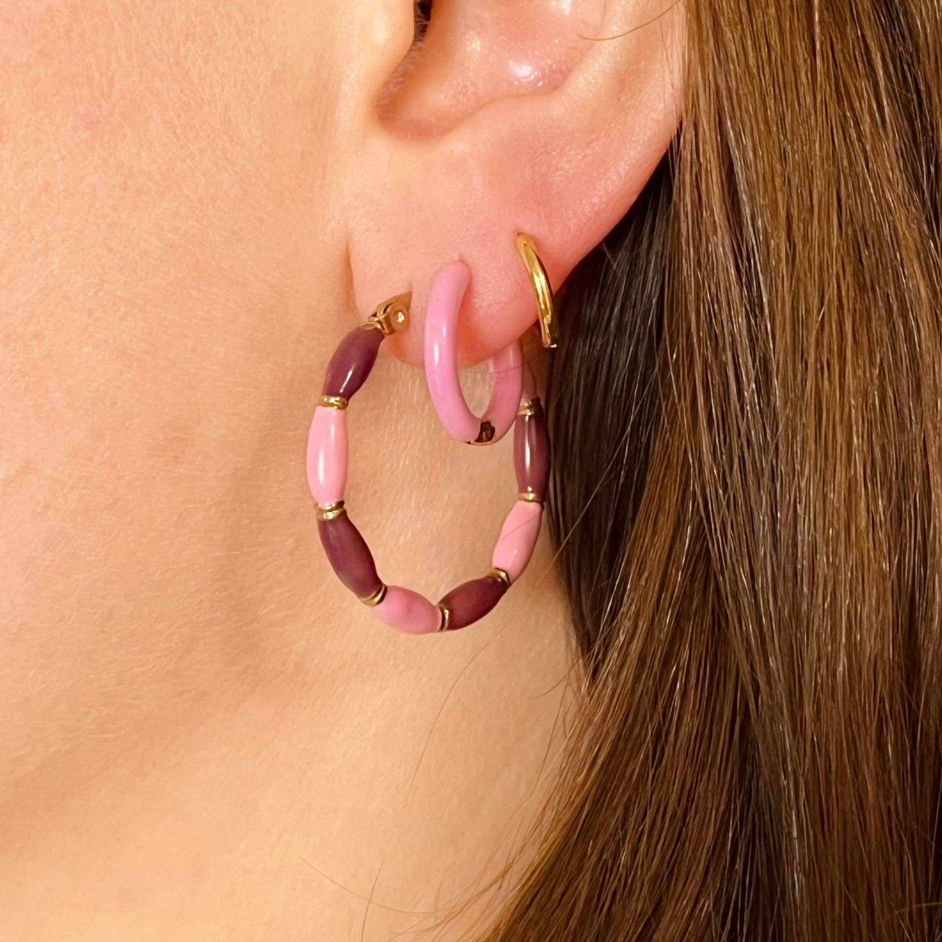 Everyday Candy Stripe Hoops: Light Blue + Dark Blue