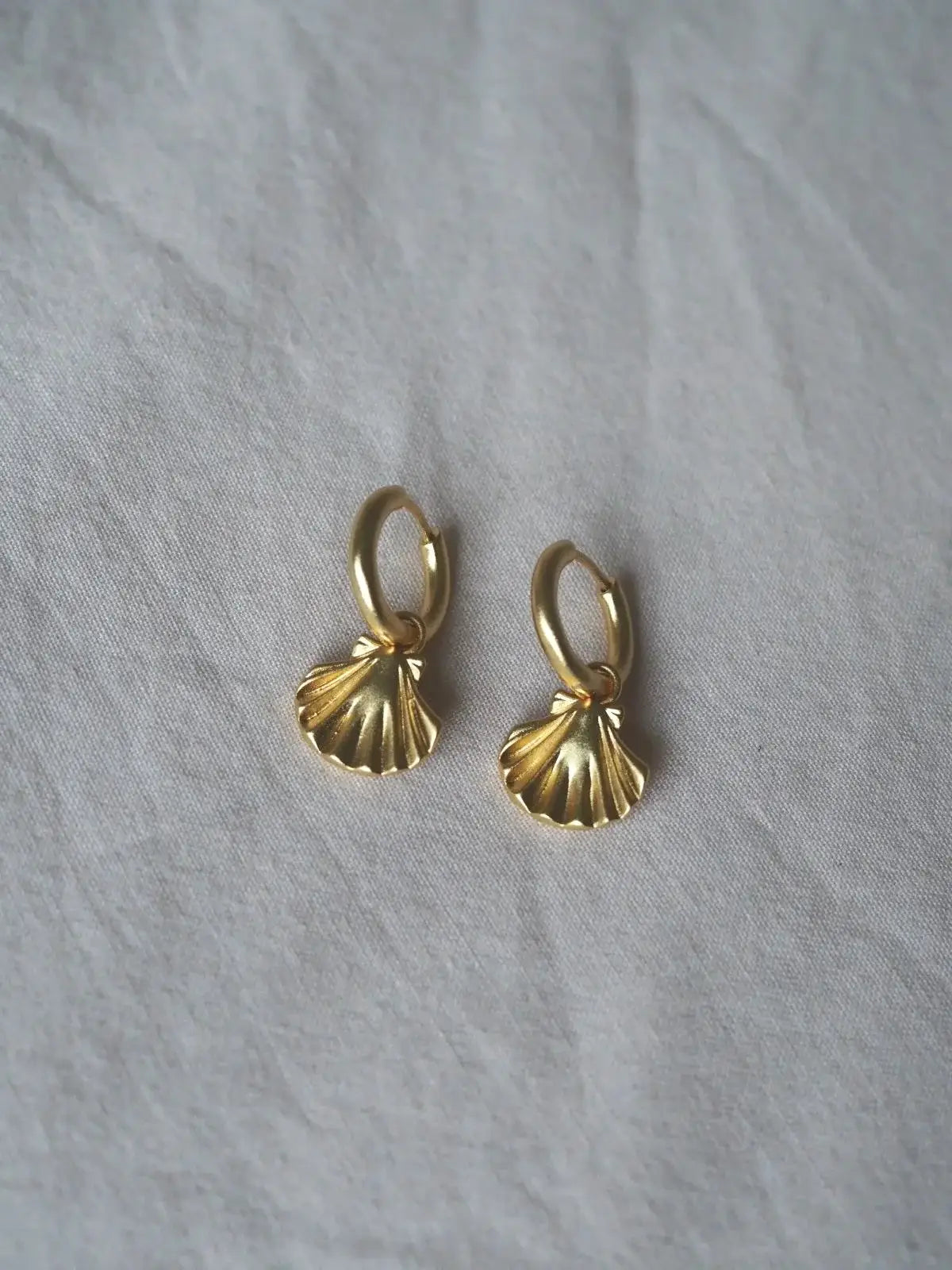 Clam Shell Gold Charm Earrings