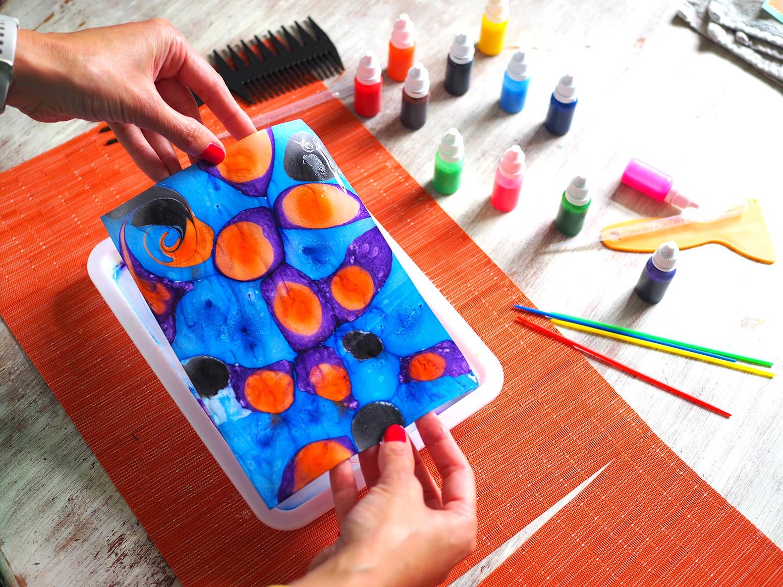 Marbling paint art Kit,  printing DIY craft kit
