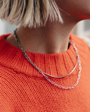 Silver Double Layer Feature Necklace, Waterproof